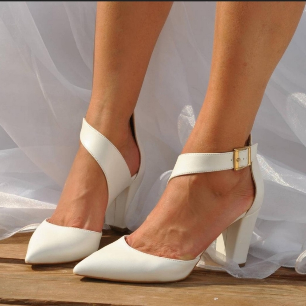 White block heel